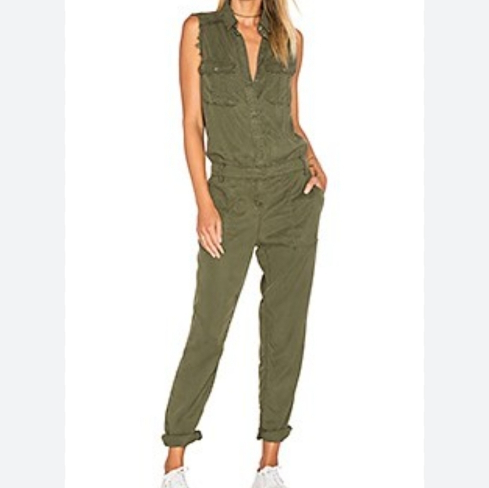 Etienne Marcell Olive Green/Military Green Sleevless Jumpsuit